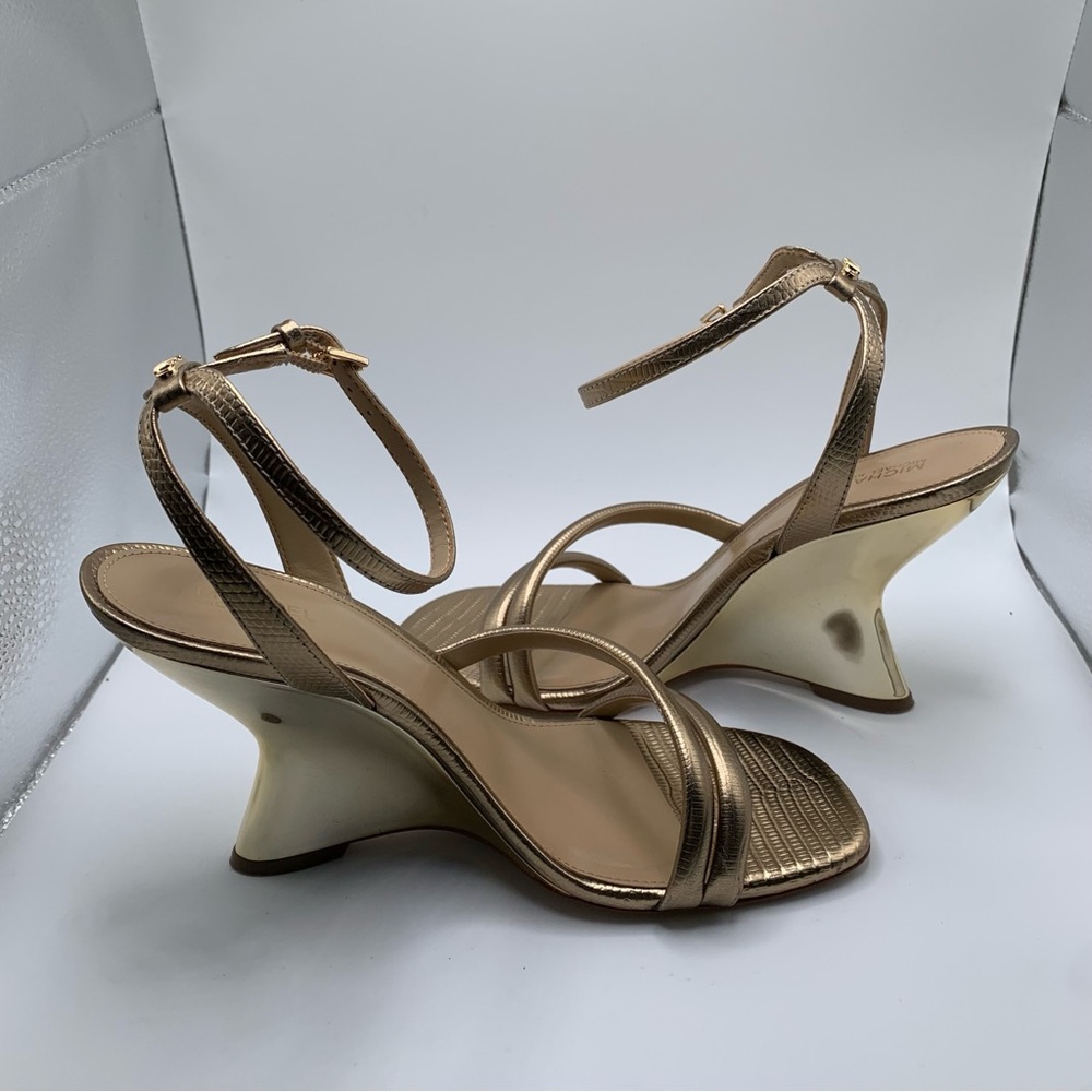 NWB Michael Kors Nadina Metallic Lizard Embossed Leather Wedge Sandal 8.5M 1893 - Picture 10 of 11